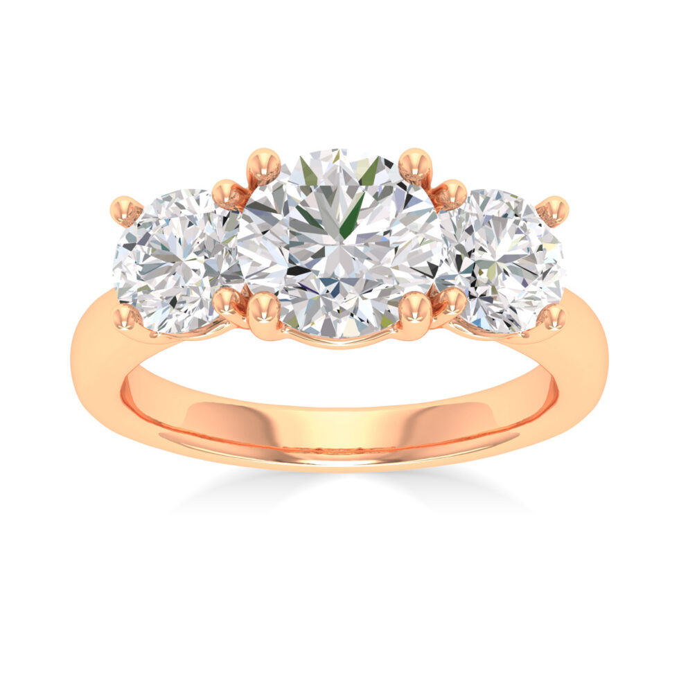 Three Stone Round Lab Created Ring