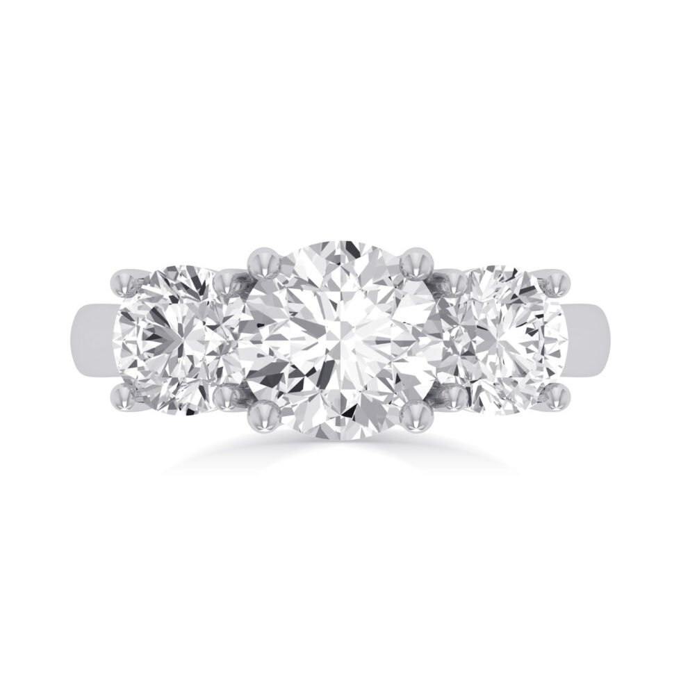 Three Stone Round Lab Created Ring