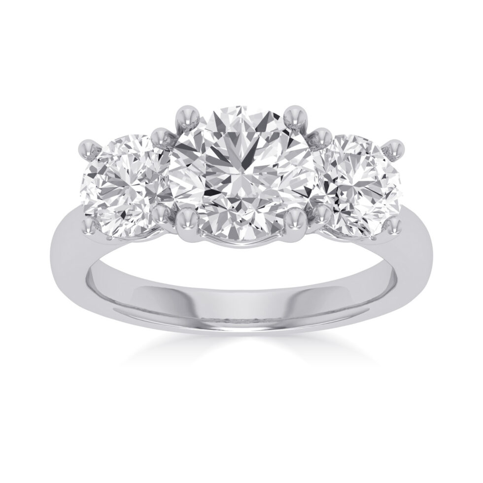 Three Stone Round Lab Created Ring