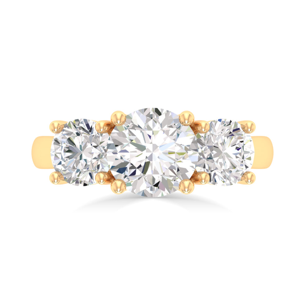 Three Stone Round Lab Created Ring