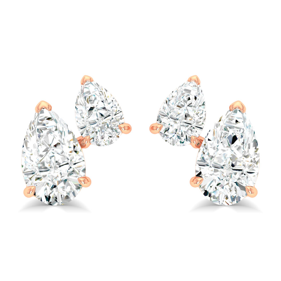 LAB GROWN DIAMOND  DUAL PEAR STUD EARRING