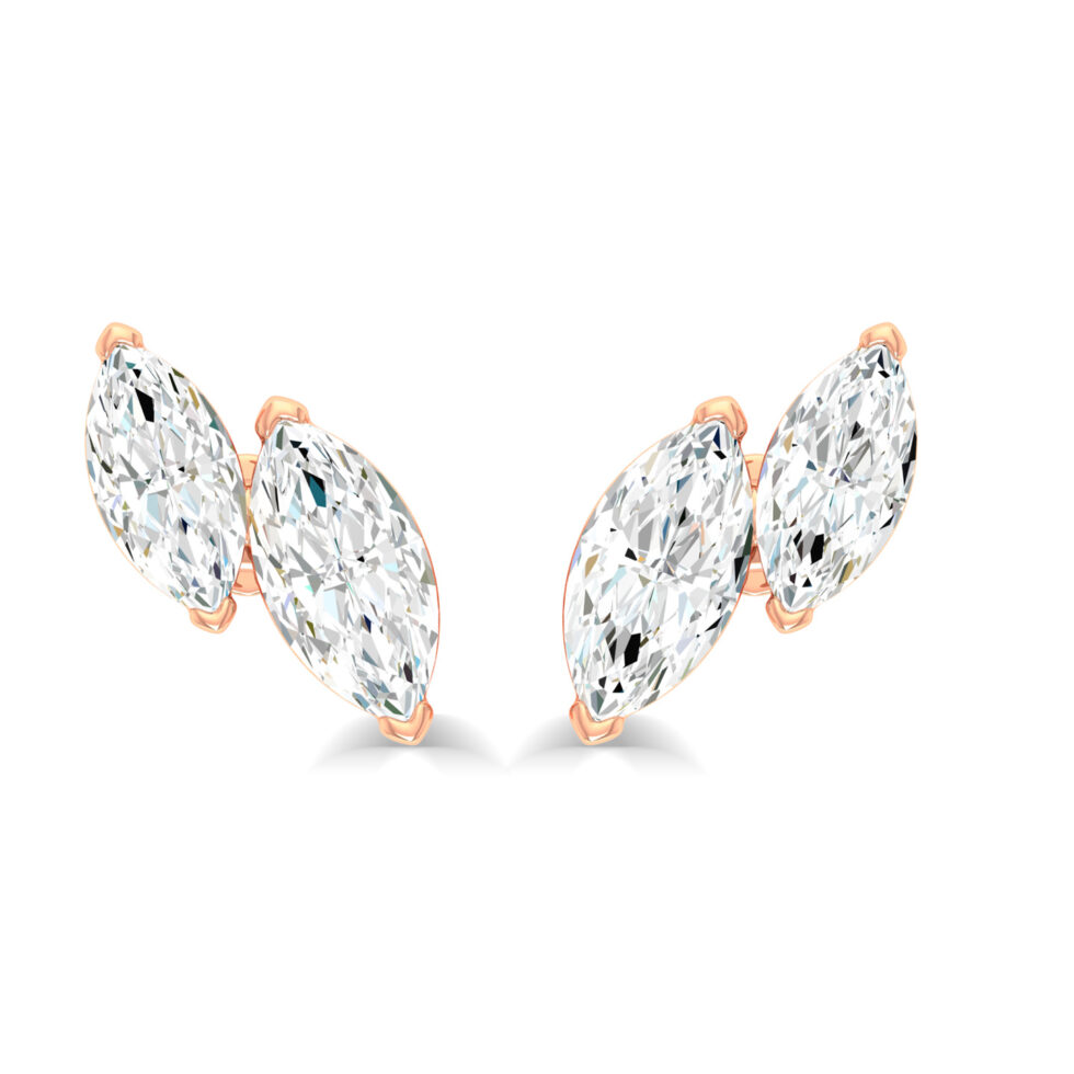 GREEN DIAMONDS DUAL  MARQUISE STUD EARRING