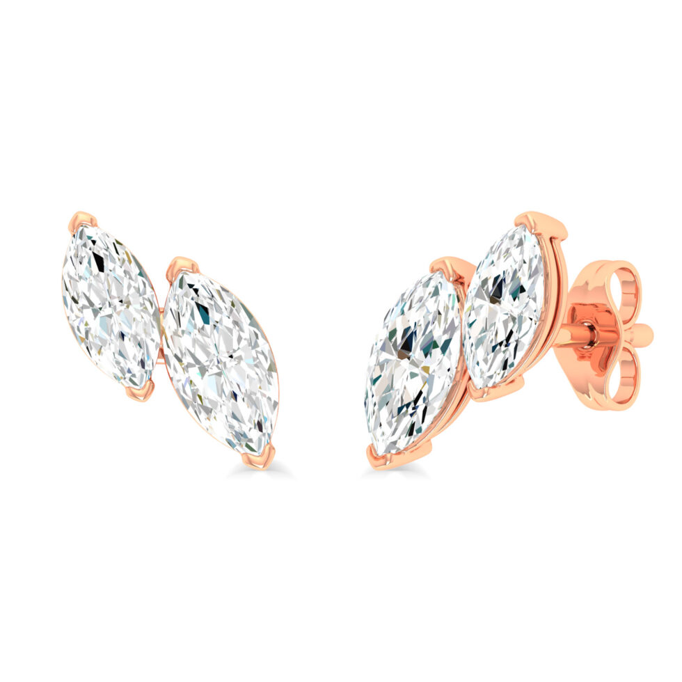 GREEN DIAMONDS DUAL  MARQUISE STUD EARRING