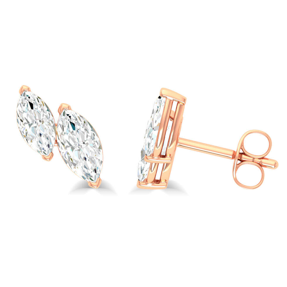 GREEN DIAMONDS DUAL  MARQUISE STUD EARRING