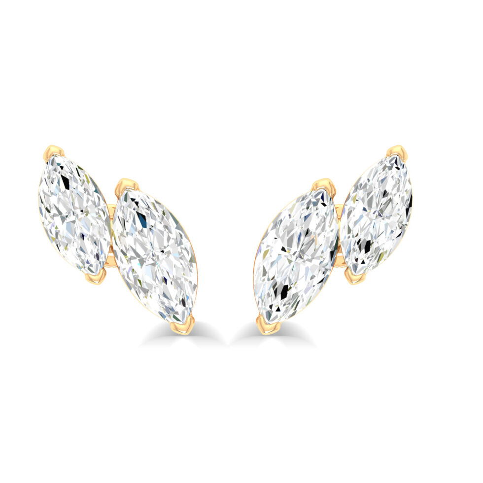 GREEN DIAMONDS DUAL  MARQUISE STUD EARRING