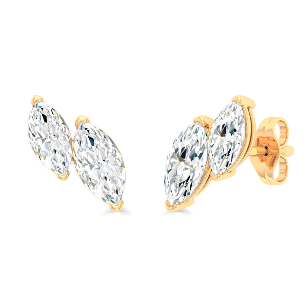 GREEN DIAMONDS DUAL  MARQUISE STUD EARRING