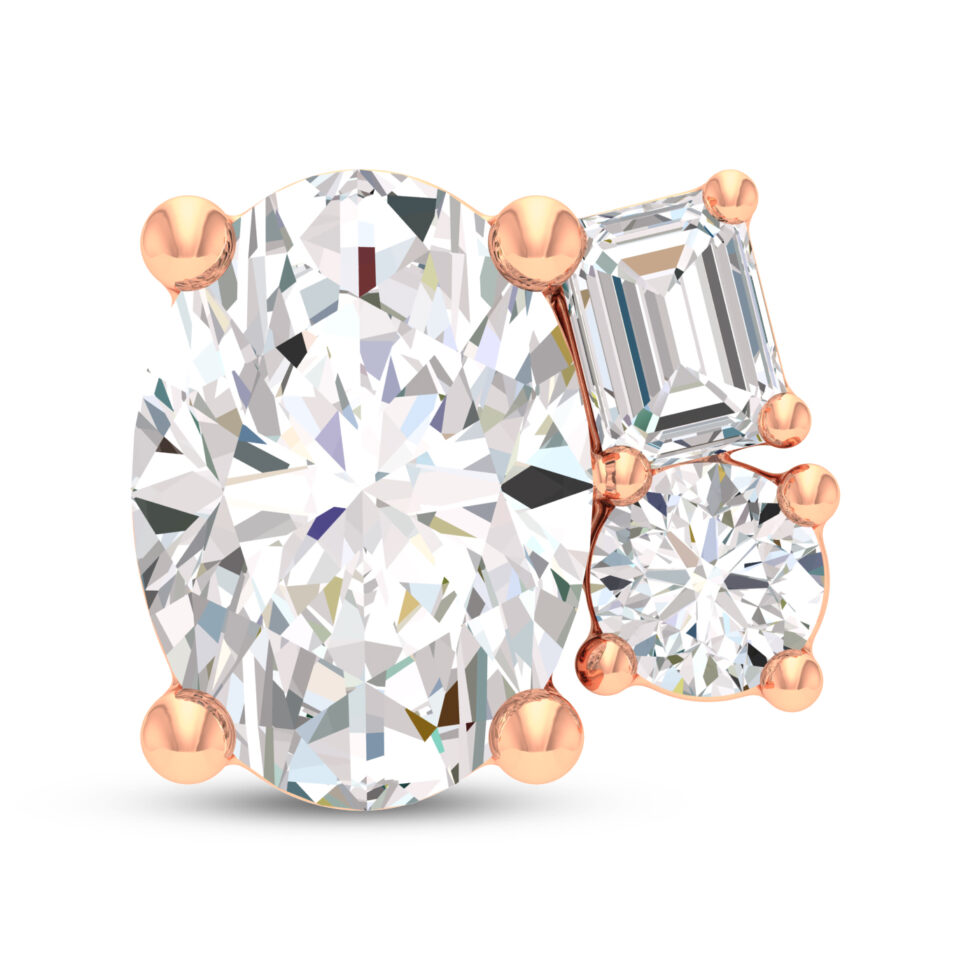 LAB GROWN DAIMONDS 3  STUD EARRING OVAL
