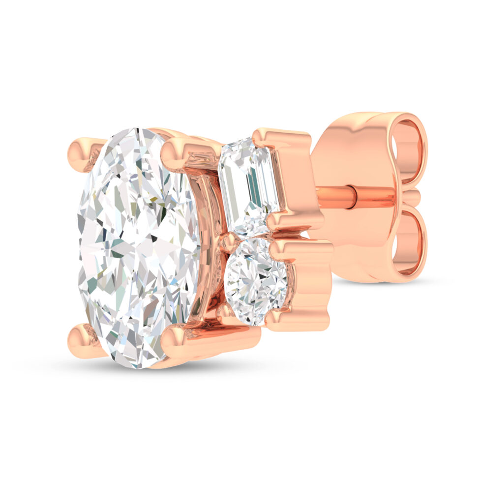 LAB GROWN DAIMONDS 3  STUD EARRING OVAL