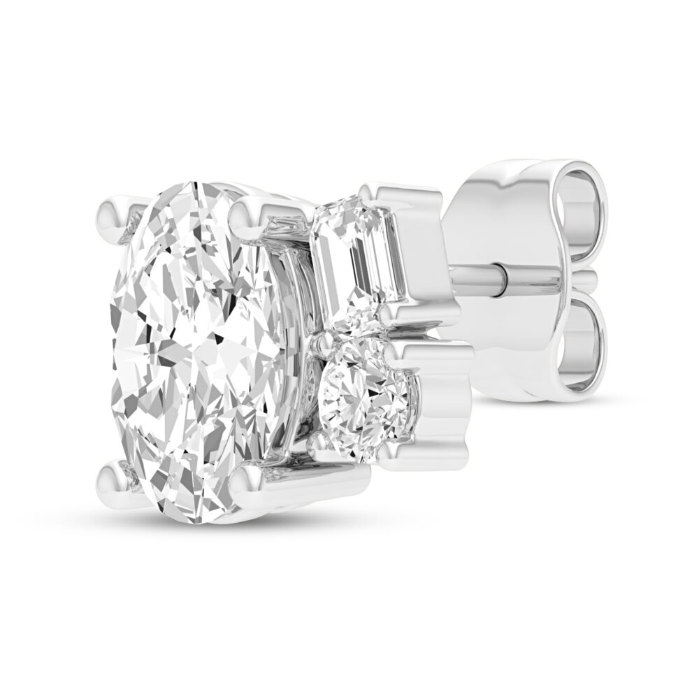 LAB GROWN DAIMONDS 3  STUD EARRING OVAL