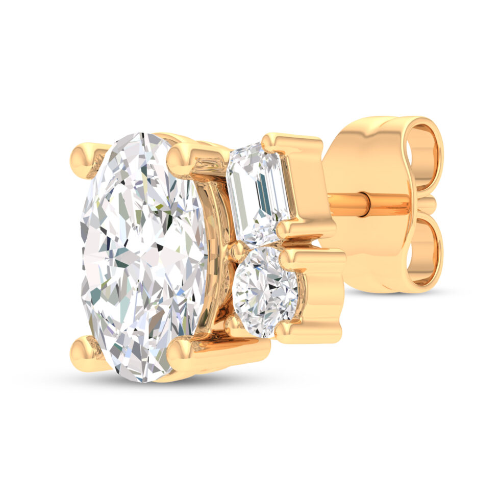 LAB GROWN DAIMONDS 3  STUD EARRING OVAL