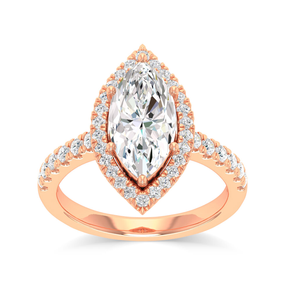 MARQUISE HALO LAB CREATED RING