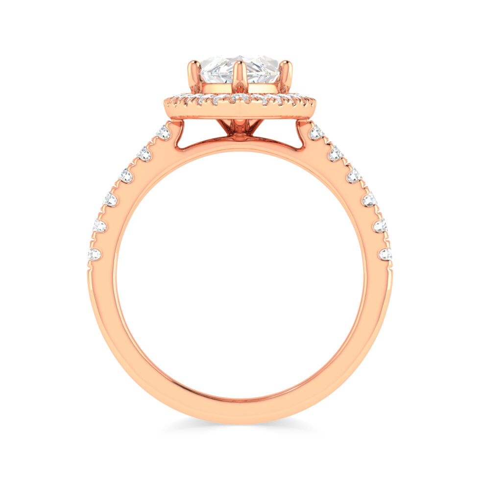 MARQUISE HALO LAB CREATED RING