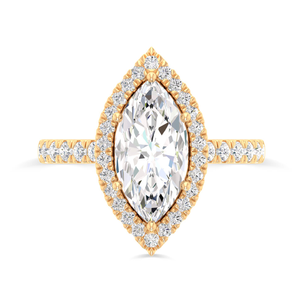 MARQUISE HALO LAB CREATED RING