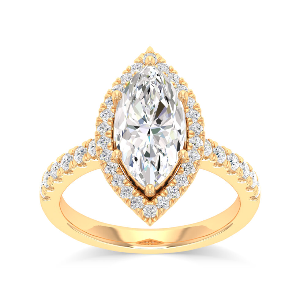 MARQUISE HALO LAB CREATED RING