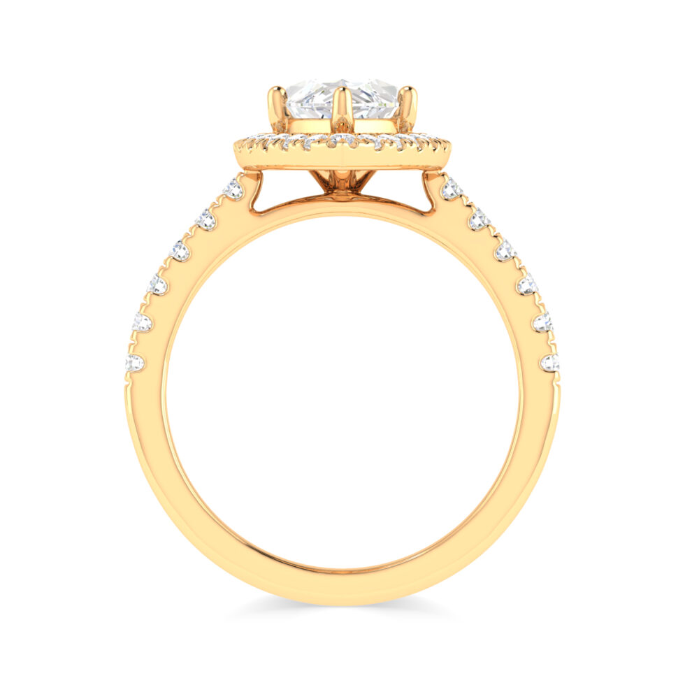 MARQUISE HALO LAB CREATED RING