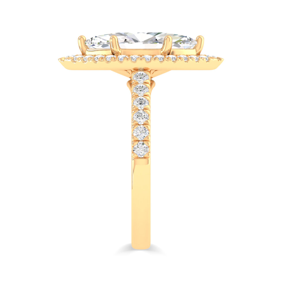 MARQUISE HALO LAB CREATED RING