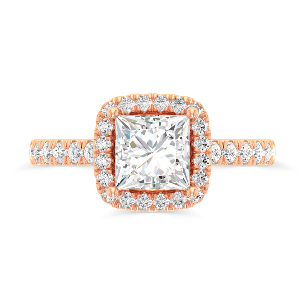PRINCESS HALO RING GREEN DIAMOND