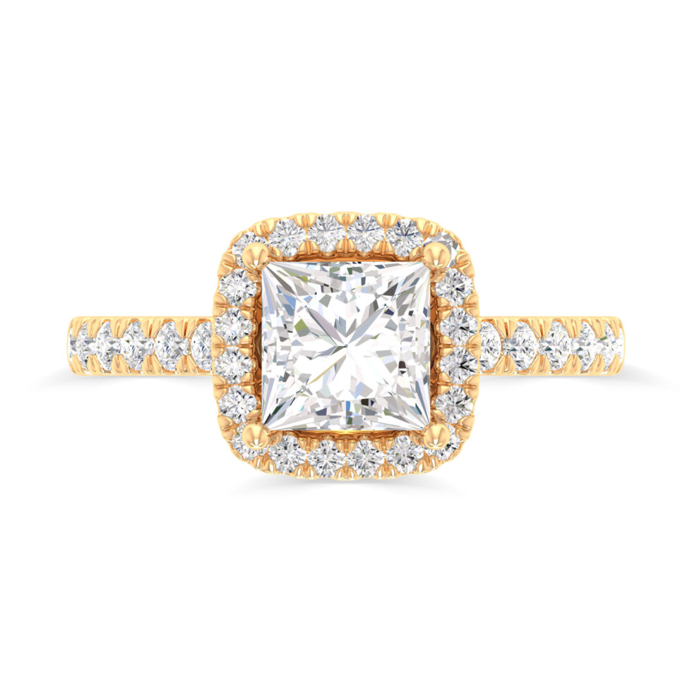 PRINCESS HALO RING GREEN DIAMOND