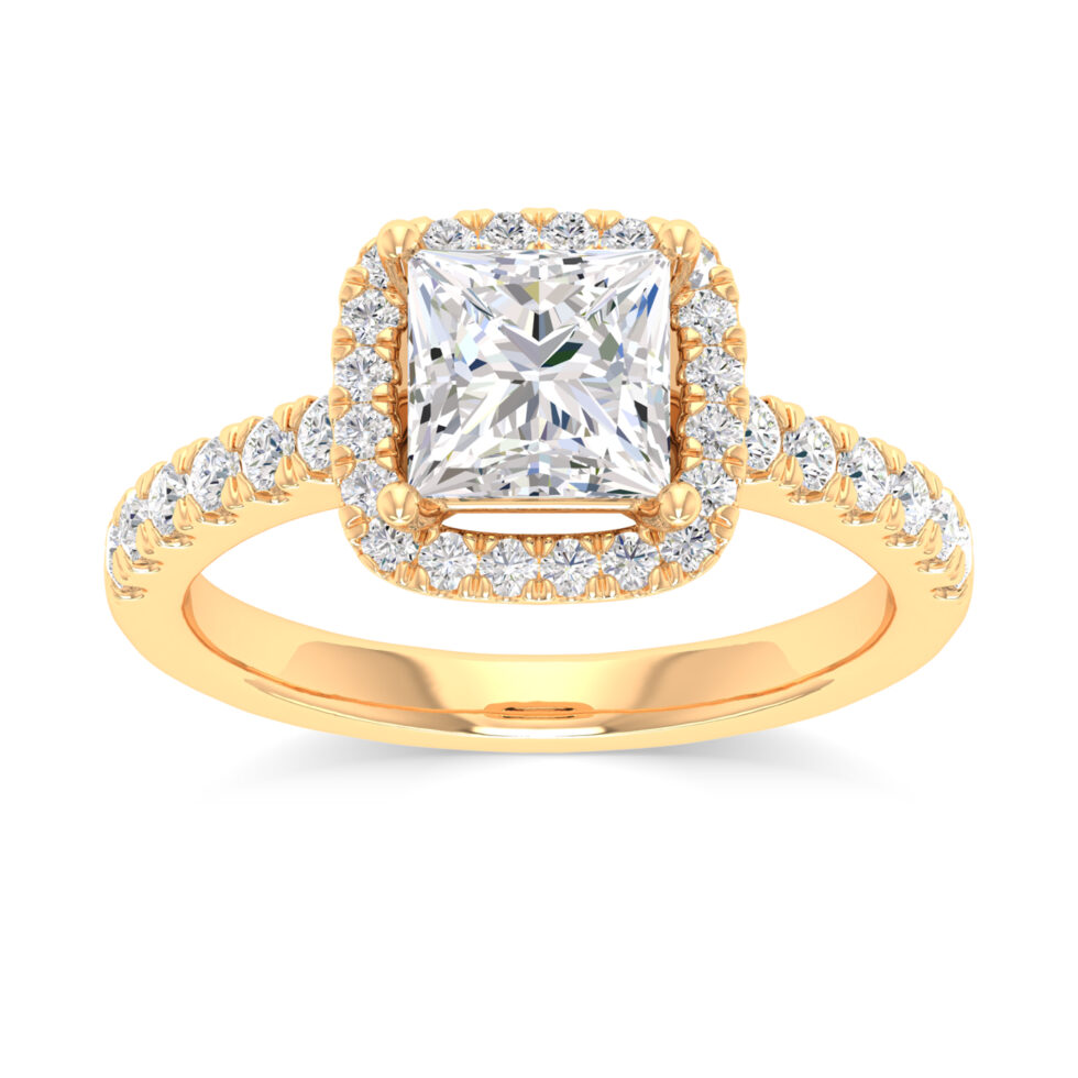 PRINCESS HALO RING GREEN DIAMOND
