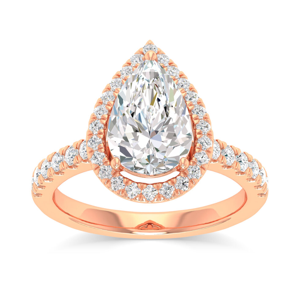 PEAR HALO LAB GROWN DIAMOND ENGAGEMENT RING