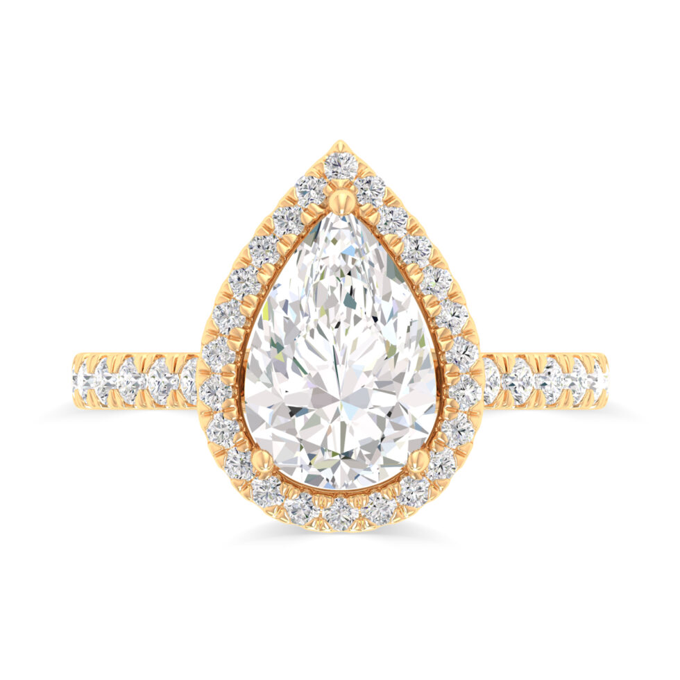 PEAR HALO LAB GROWN DIAMOND ENGAGEMENT RING