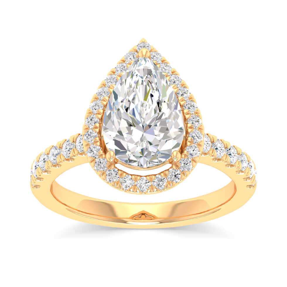 PEAR HALO LAB GROWN DIAMOND ENGAGEMENT RING