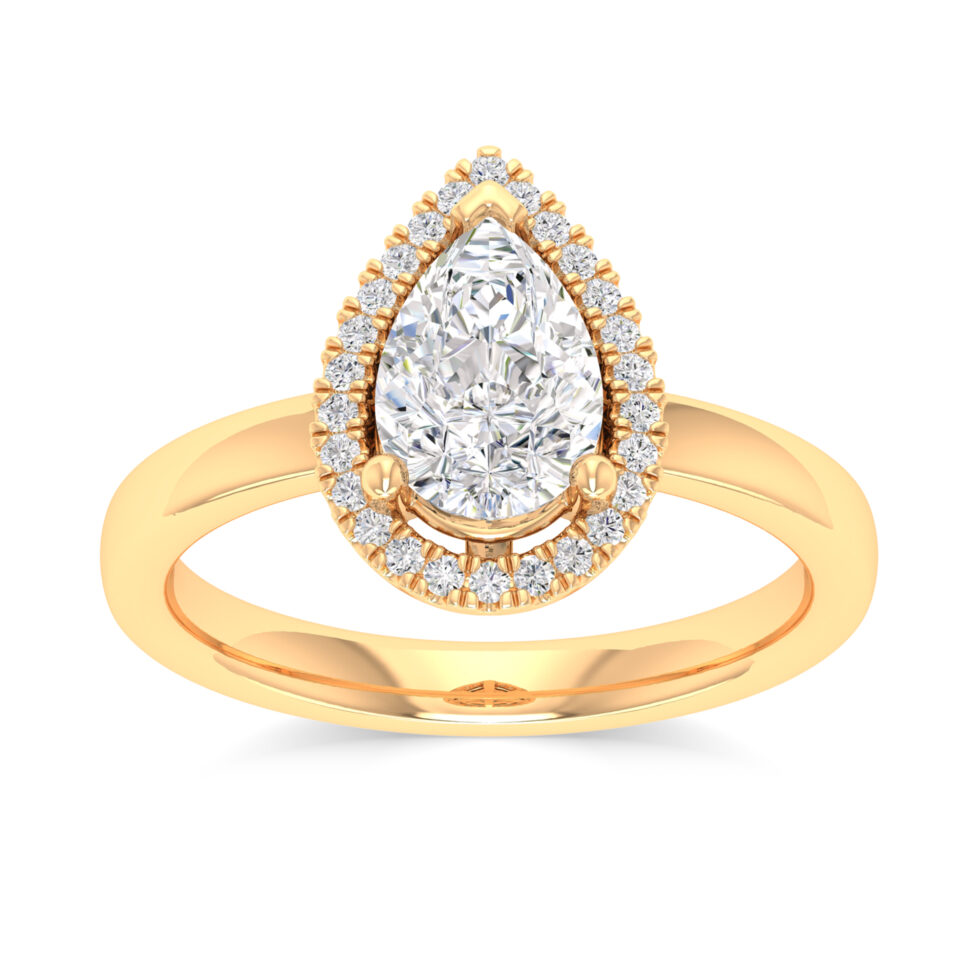 PEAR HALO ENGAGEMENT RING