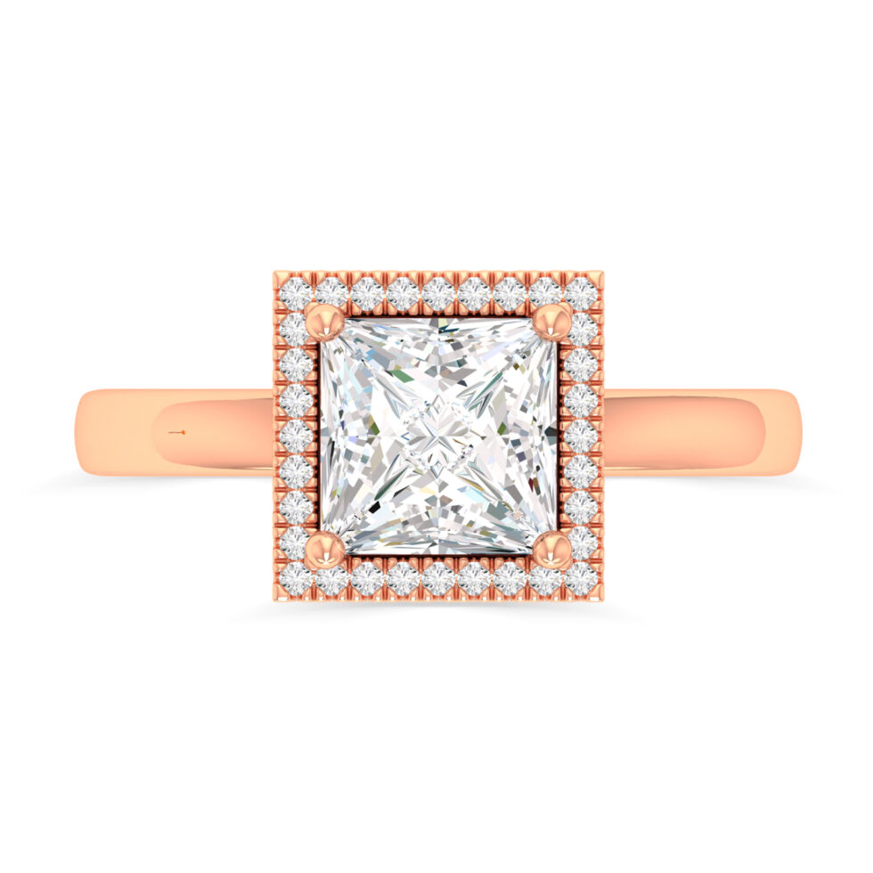 PRINCESS HALO ENGAGEMENT RING